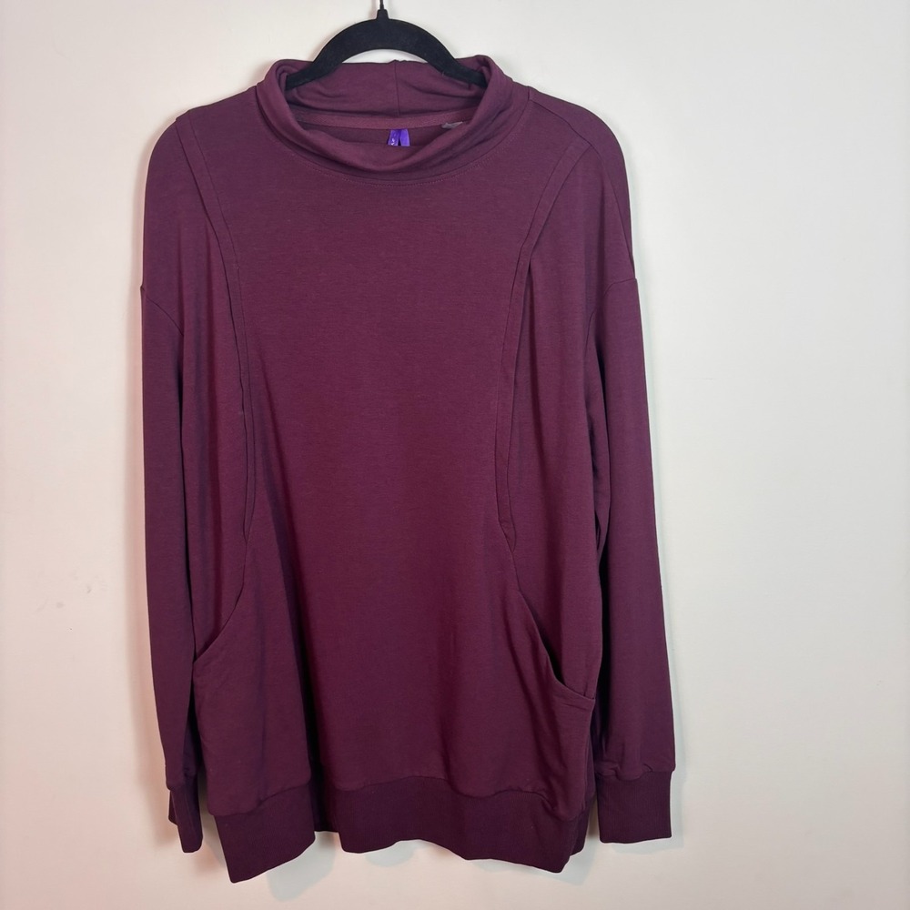 NWT Seraphine Womens Purple Mock Neck Nursing Tunic Long Sleeve top sz MED